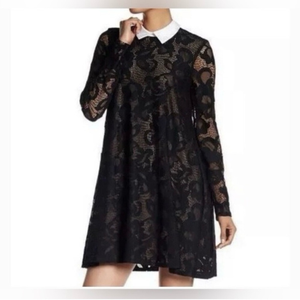 Black Lace Dress with White Collar - Wednesday Addams vibes